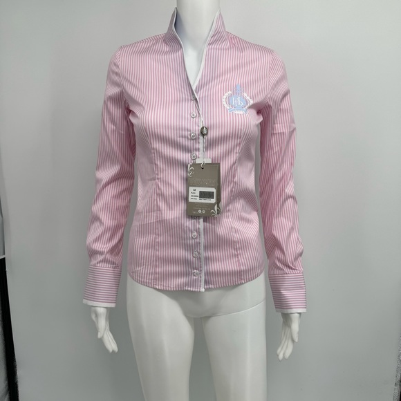 NWD Fior Da Liso Kara Button Shirt Women’s US 2 Pink Striped Cotton Blend New - Picture 1 of 16